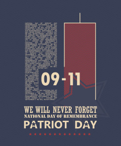 Poster for National day of remembrance with september 911 memorial