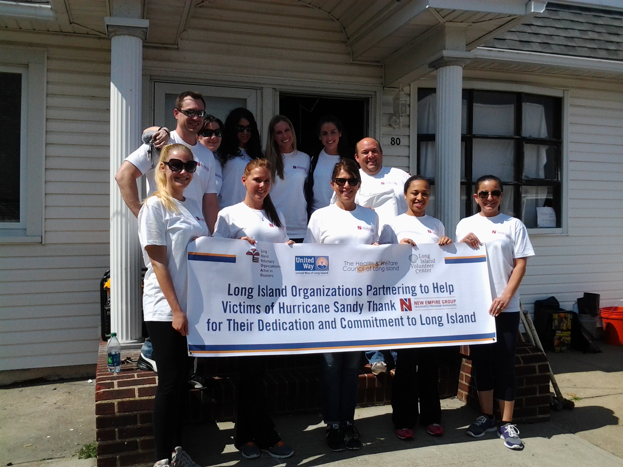 group with banner